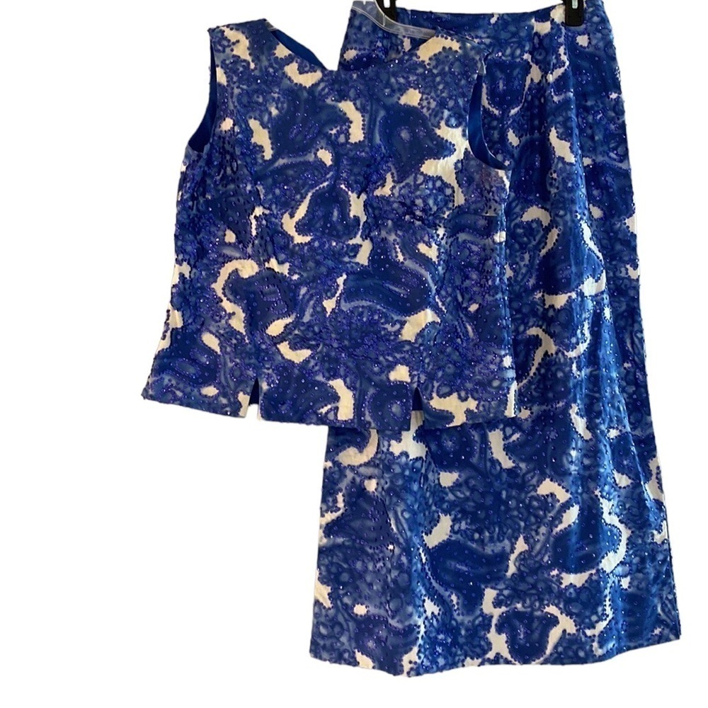 Gorgeous 2 piece dress blue ivory with sequins from a boutique in Saint Thomas M